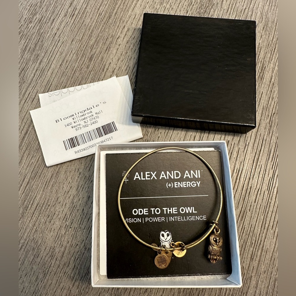 Alex & Ani Ode to the Owl Charm Bracelet -Gold - Bloomingdales Box